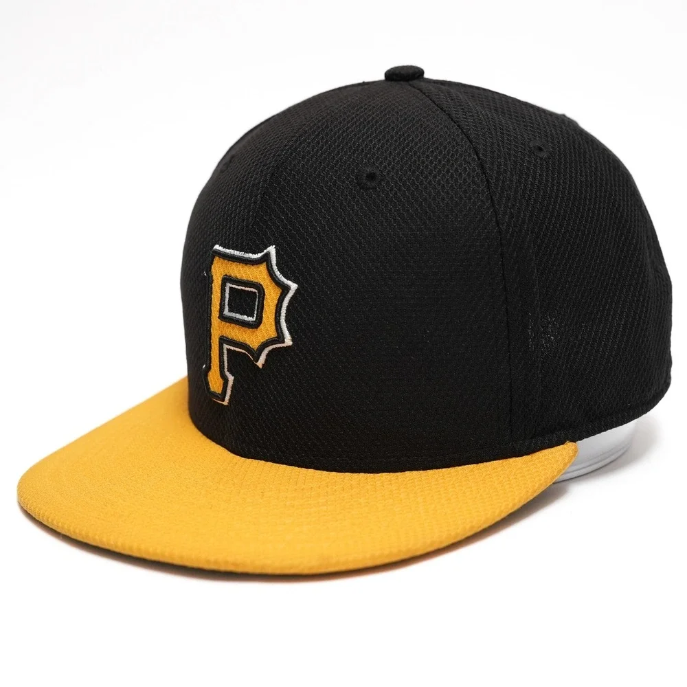 New‎ Era 59FIFTY Pittsburgh Pirates Hat Fitted Size 7 3/8 Black Yellow MLB